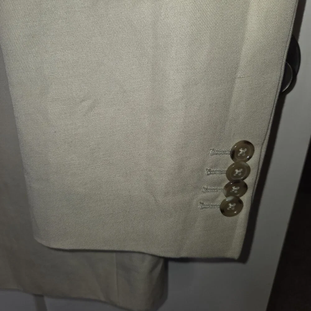 Banana Republic Mens Cotton Linen 3-Button Suit Jacket Blazer Beige Tan 42L